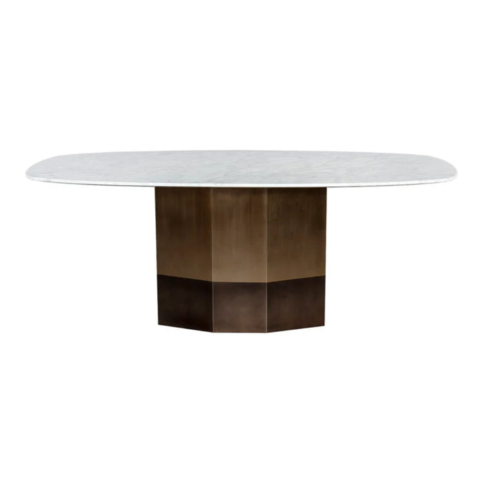 Sunpan Ainsley White Luxury Marble Top Dining Table Set