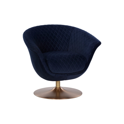 Sunpan Carine Blue Fabric Modern Swivel Lounge Chair 