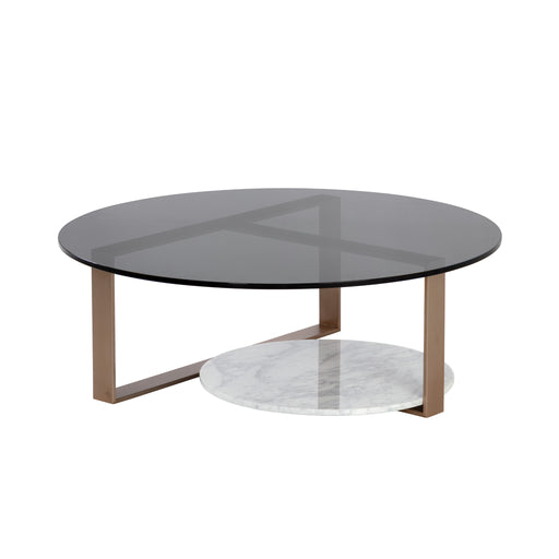 Sunpan Maldini Round Smoked Black Tempered Glass Coffee Table 