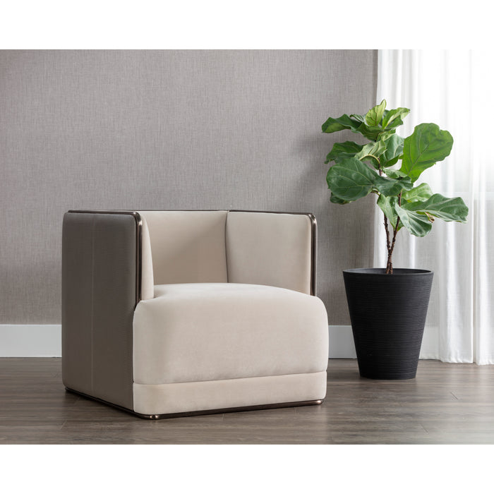 Sunpan Sierra Fabric / Faux Leather Modern Armchair