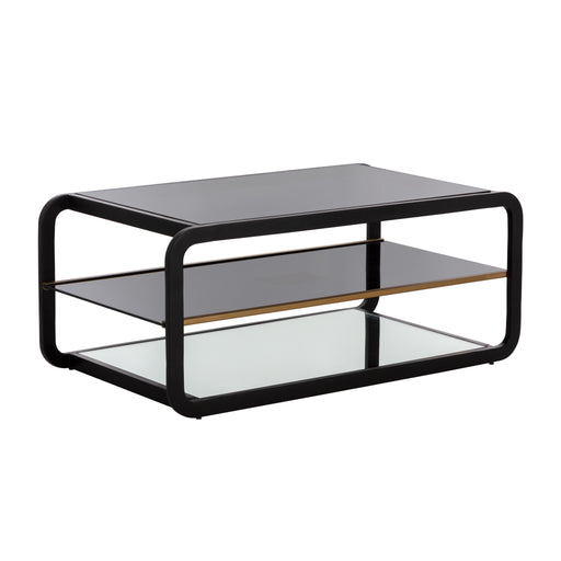 Sunpan Ambretta Handcrafted Rectangular Black Glass Top Coffee Table 