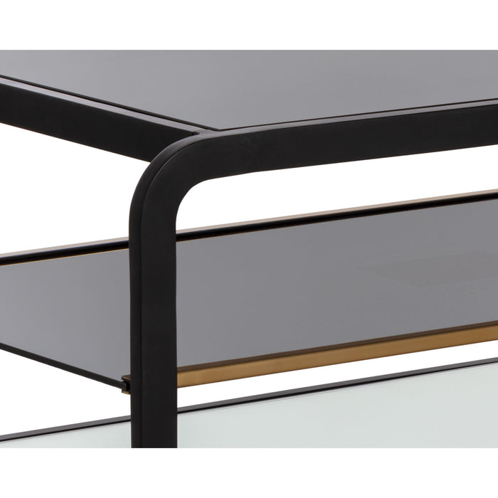 Sunpan Ambretta Handcrafted Rectangular Black Glass Top Coffee Table 