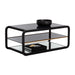 Sunpan Ambretta Handcrafted Rectangular Black Glass Top Coffee Table 