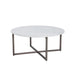 Sunpan Kiara White Marble Top Stone Modern Coffee Table