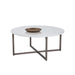 Sunpan Kiara White Marble Top Stone Modern Coffee Table