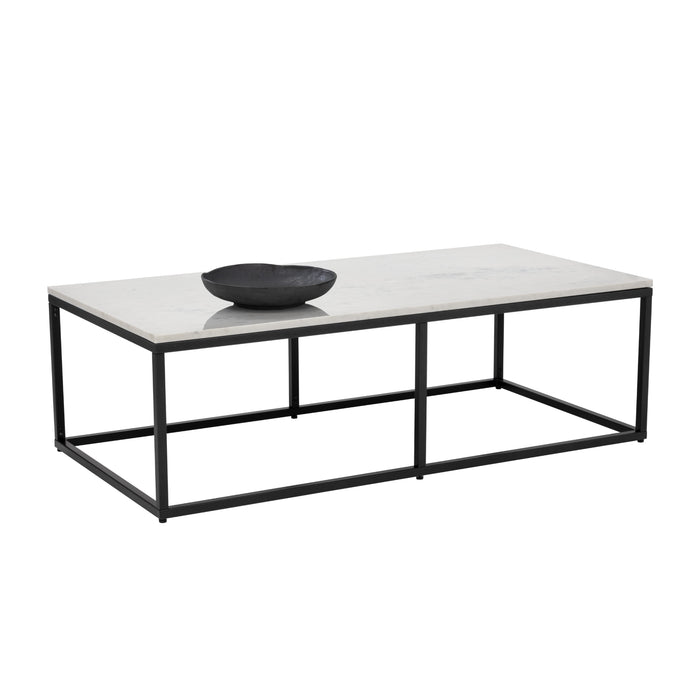 Sunpan Ellery Rectangular White Marble Top Coffee Table 