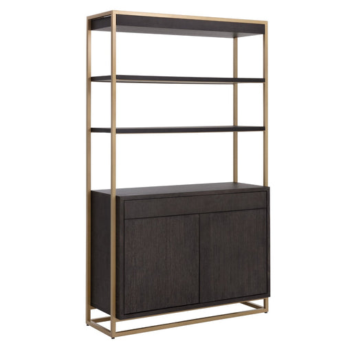 Sunpan Baldessara Solid Oak Wood Shelves Bookcase 