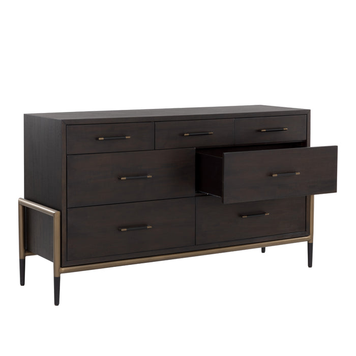 Sunpan Weldrick Brown Acacia Wood Veneer Dresser 