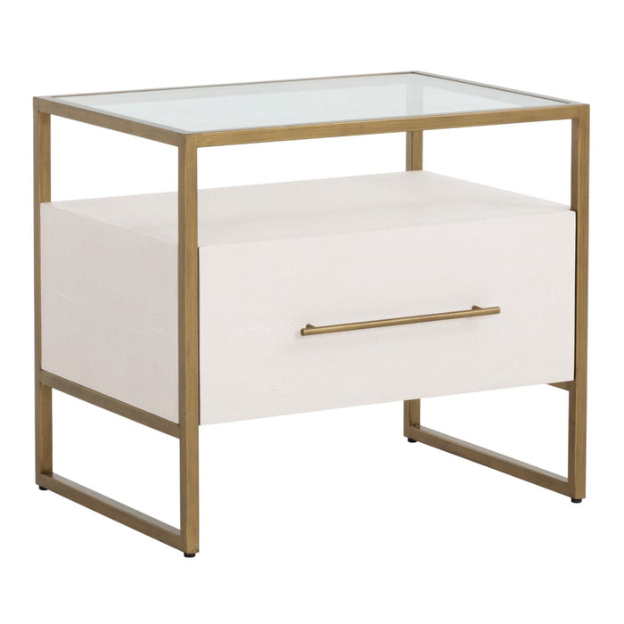 Sunpan Venice Clear Tempered Glass Top Nightstand