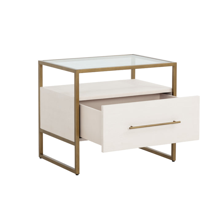 Sunpan Venice Clear Tempered Glass Top Nightstand