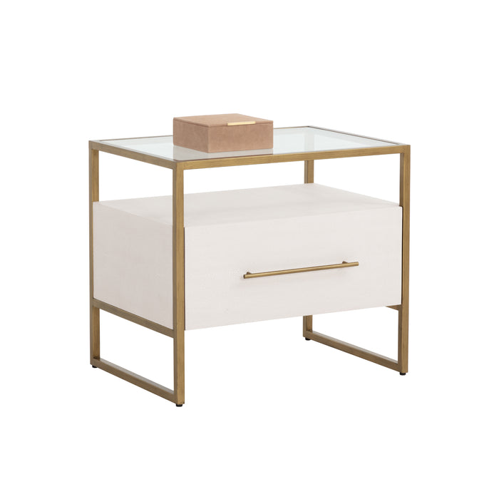 Sunpan Venice Clear Tempered Glass Top Nightstand