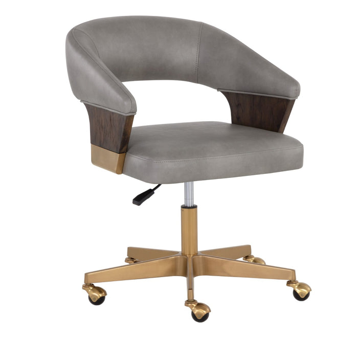 Sunpan Leonce Grey Faux Leather Swivel Office Chair 