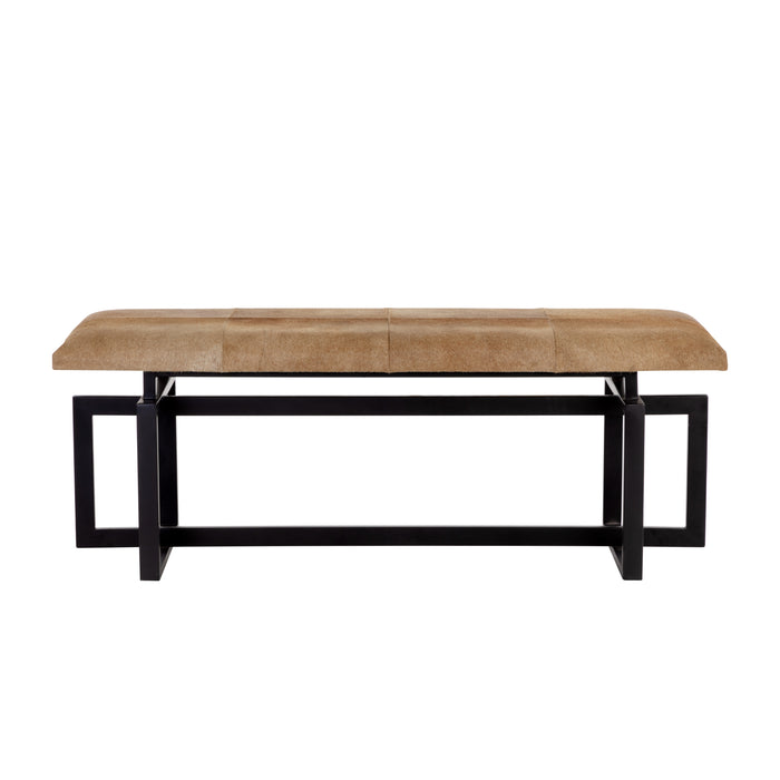 Sunpan Pilar Genuine Cowhide Seat Metal Base Bench