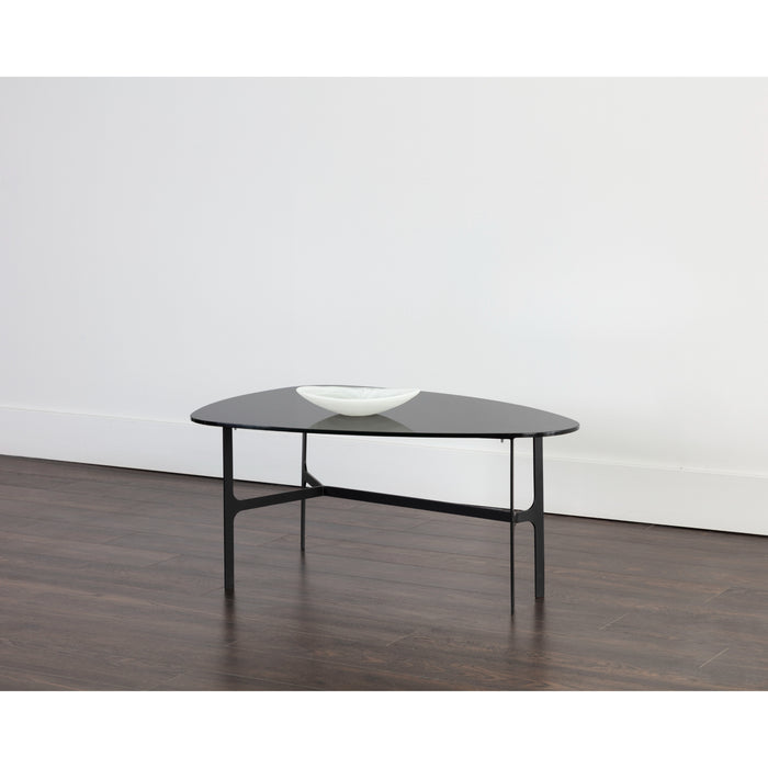 Sunpan Kiernan Painted Black Tempered Glass Top Side Table 