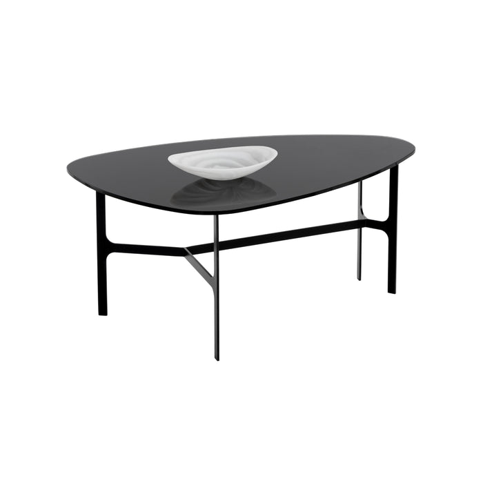 Sunpan Kiernan Painted Black Tempered Glass Top Side Table 