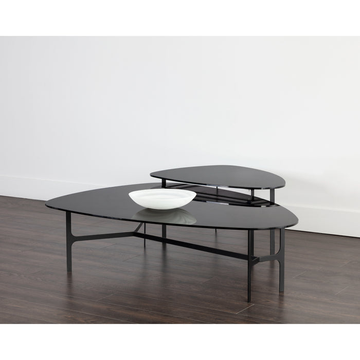 Sunpan Kiernan Matte Black Tempered Glass Top Coffee Table