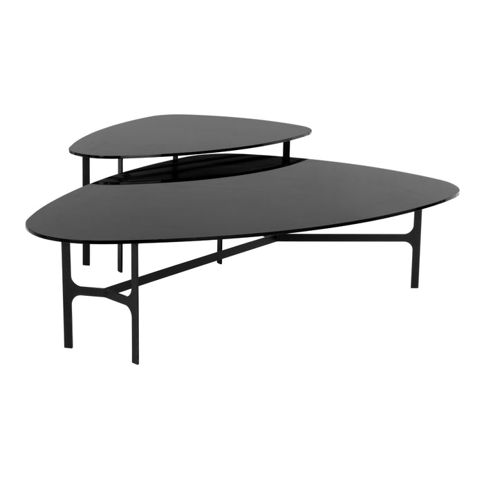 Sunpan Kiernan Matte Black Tempered Glass Top Coffee Table