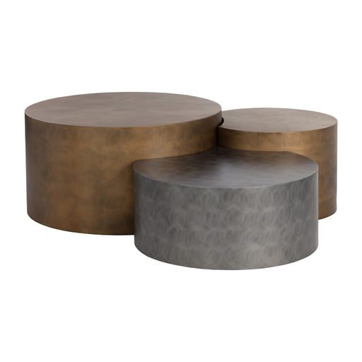 Sunpan Neo Handcrafted Round Antique Brass Coffee Tables 