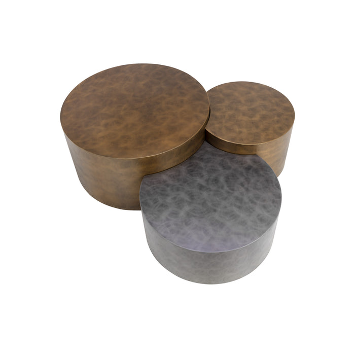 Sunpan Neo Handcrafted Round Antique Brass Coffee Tables 