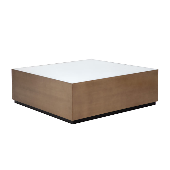 Sunpan Shiloh Square White Tempered Glass Top Coffee Table