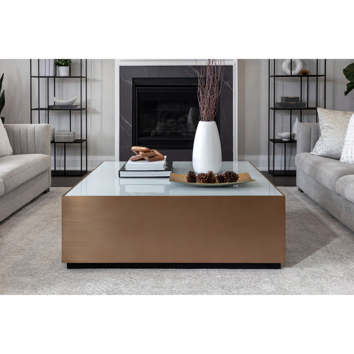 Sunpan Shiloh Square White Tempered Glass Top Coffee Table