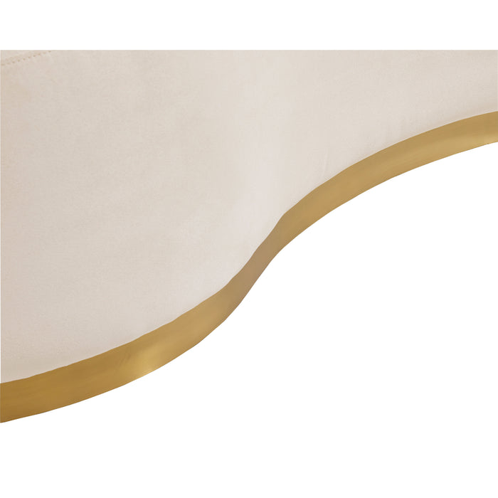 Sunpan Cassey Polyester Fabric Stainless Steel Gold Base Bench