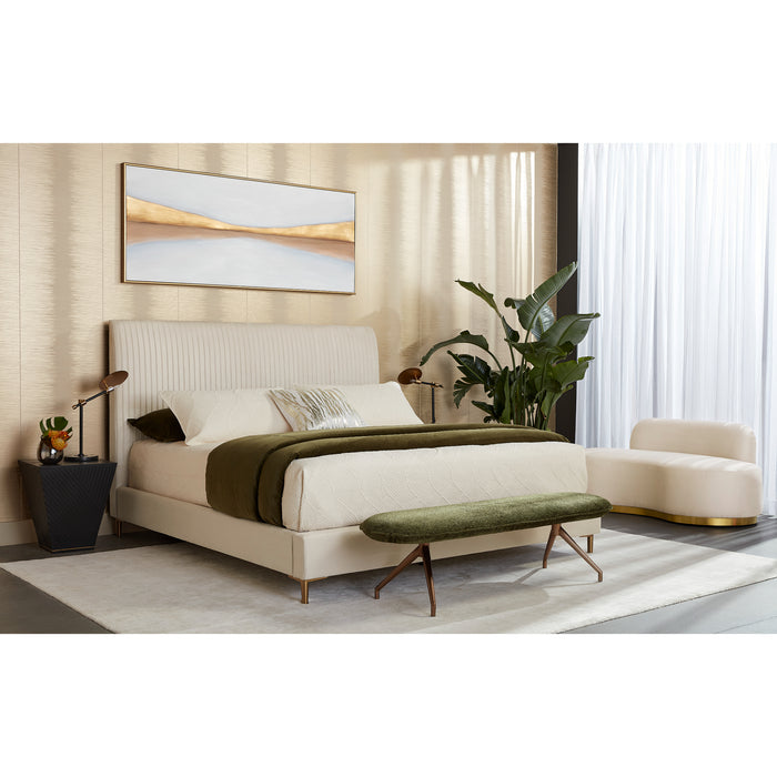 Sunpan Harris Full Size Upholstered Bed w-Headrest Casablanca Cloud