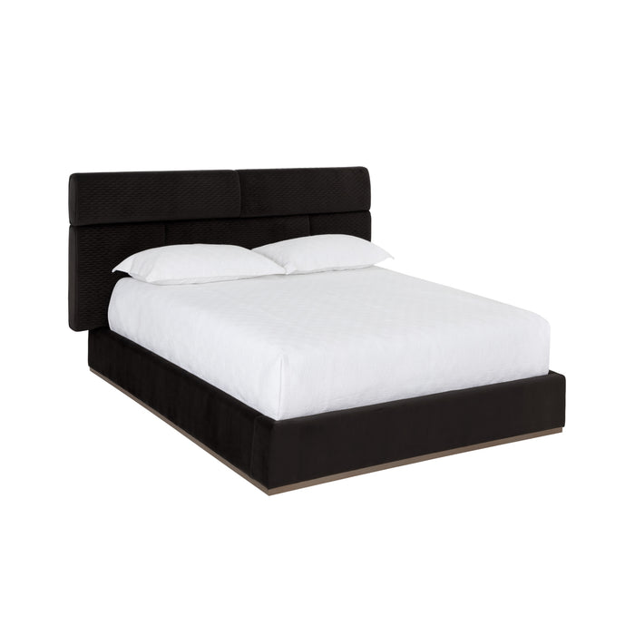 Sunpan Beckham Black Upholstered Queen Size Bed Frame