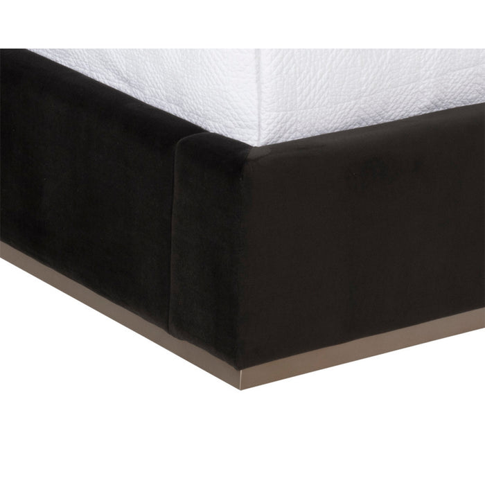 Sunpan Beckham Black Upholstered Queen Size Bed Frame