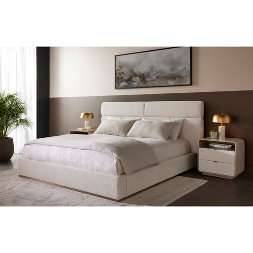 Sunpan Beckham Black/Cream Upholstered Queen Size Bed Frame