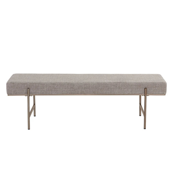 Sunpan Davian Polyester Fabric Antique Brass Base Bench