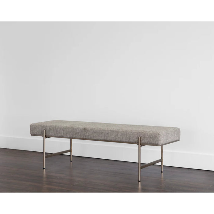 Sunpan Davian Polyester Fabric Antique Brass Base Bench