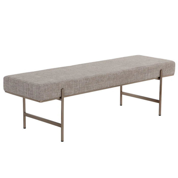 Sunpan Davian Polyester Fabric Antique Brass Base Bench