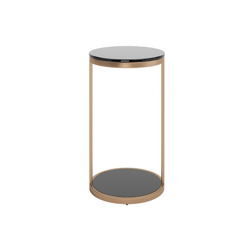 Sunpan Benjamin Round Black Tempered Glass Top End Table 