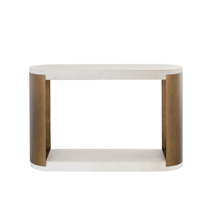 Sunpan Cavette White Concrete Top Console Table