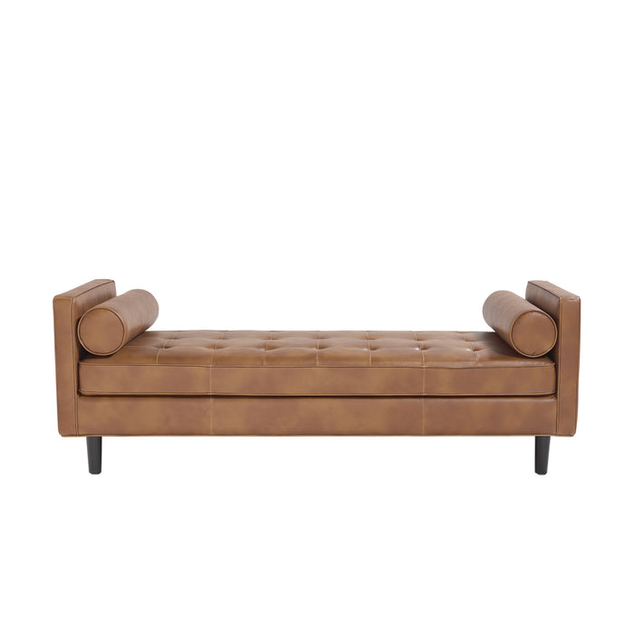 Sunpan Donnie Tobacco Tan Faux Leather Bench