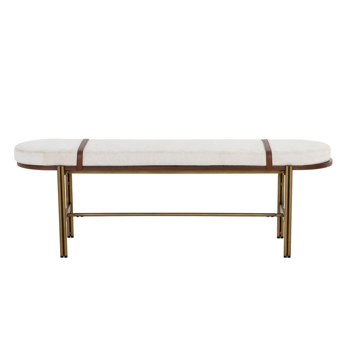 Sunpan Elaine Polo Club Muslin Fabric Bench 