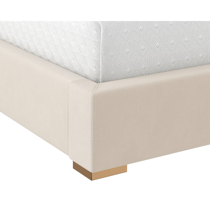 Sunpan Alisha Meg Taupe White Polyester Fabric King Bed 