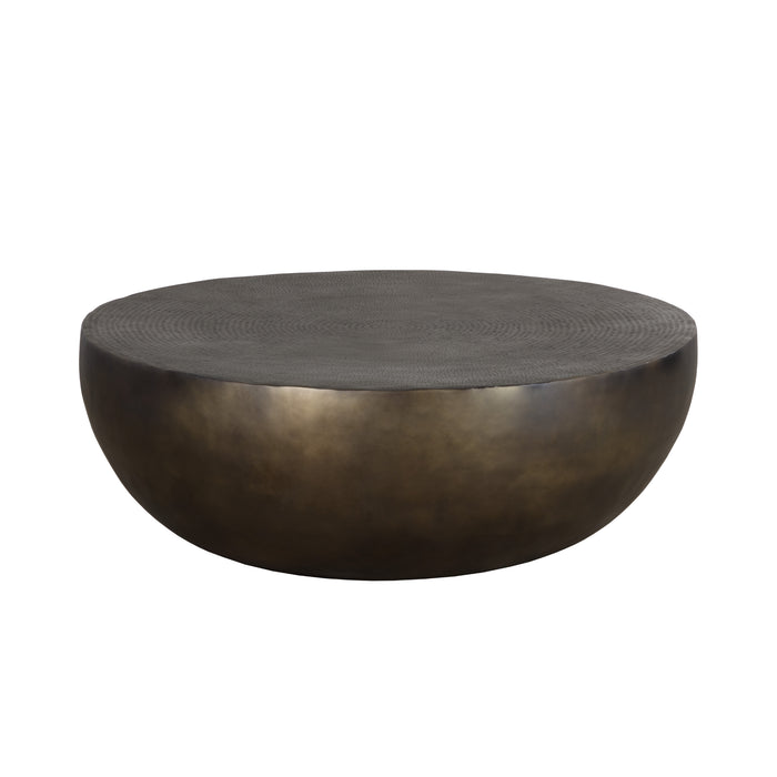 Sunpan Cale Handcrafted Round Aluminum Antique Bronze Coffee Table 