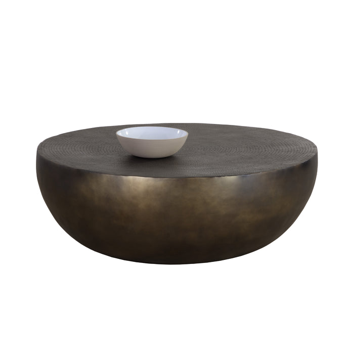 Sunpan Cale Handcrafted Round Aluminum Antique Bronze Coffee Table 