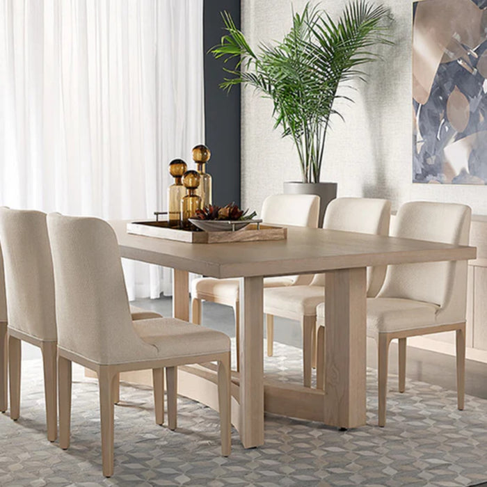 Sunpan Arezza Rectangle Light Solid Oak Wood Dining Table Set