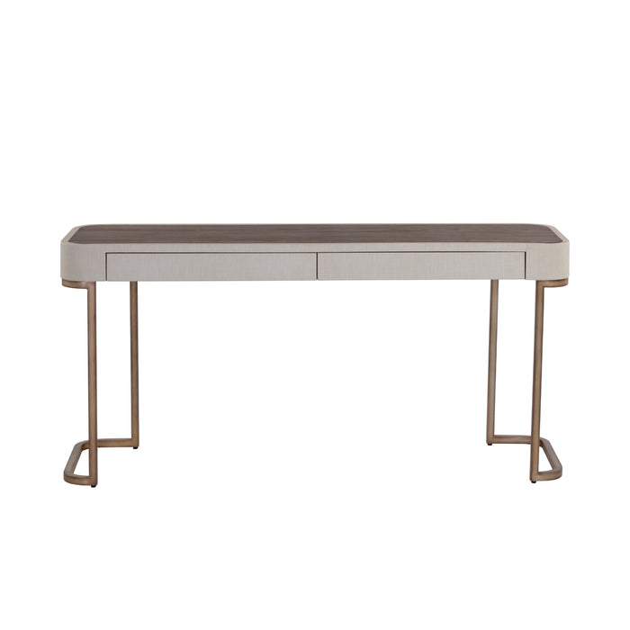 Sunpan Jamille Faux Leather Wood Top Drawer Console Table 