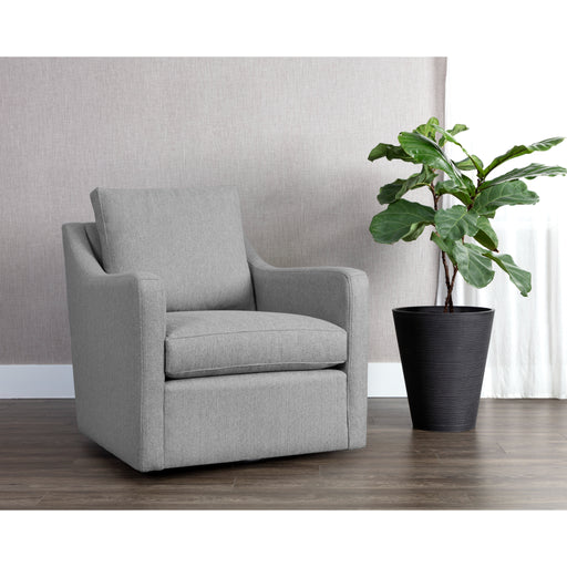 Sunpan Brianna Grey Fabric Modern Swivel Lounge Chair 