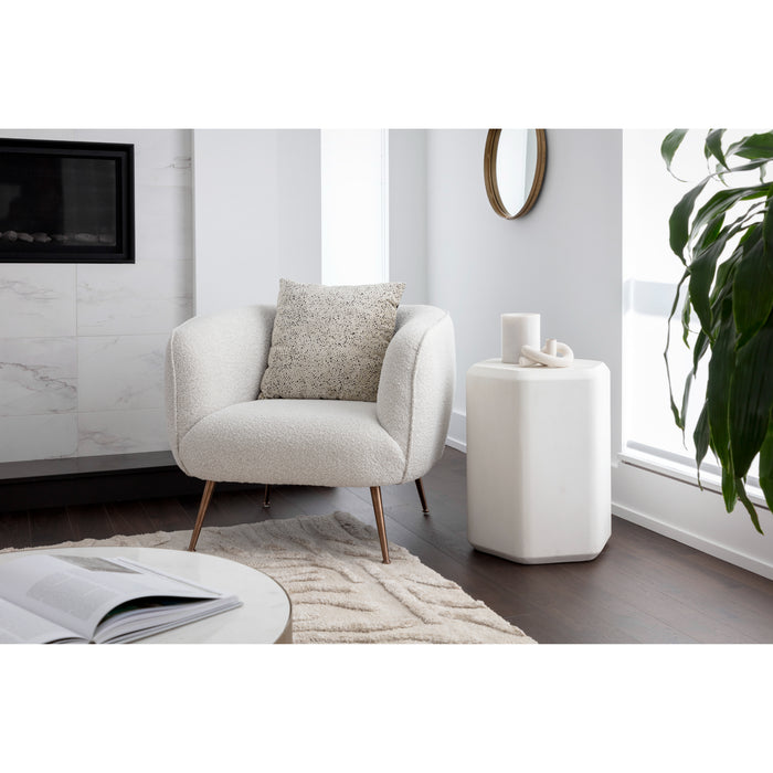 Sunpan Spezza Unique Shaped White Concrete High End Table 