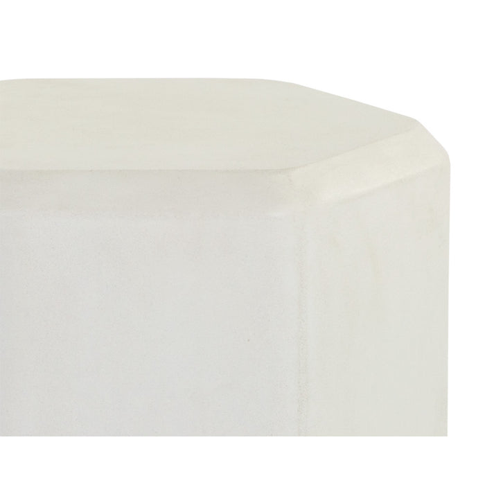 Sunpan Spezza Unique Shaped White Concrete High End Table 