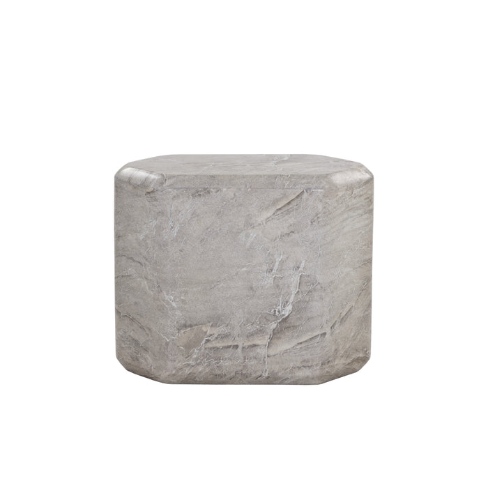 Sunpan Spezza Grey Faux Marble Concrete Side Table 