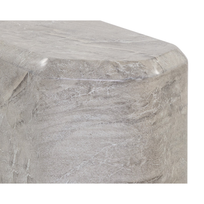 Sunpan Spezza Grey Faux Marble Concrete Side Table 