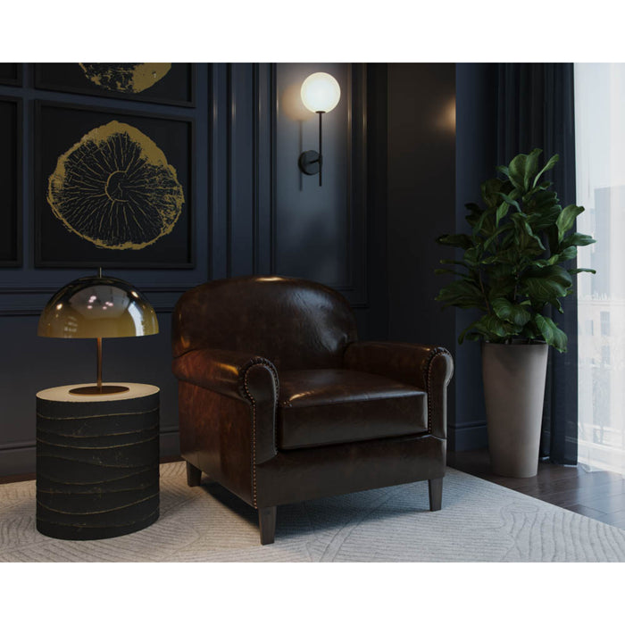 Sunpan Bastoni Brown Leather Mid Century Modern Lounge Chair 