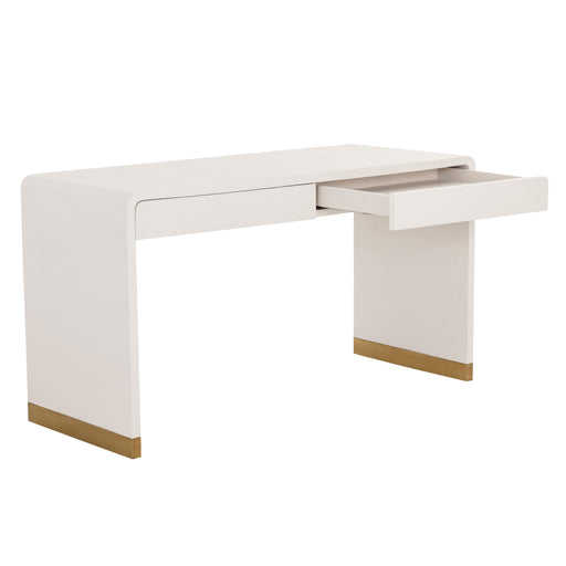 Sunpan Ilona Cream Bonded Leather Covered Wood Desk 