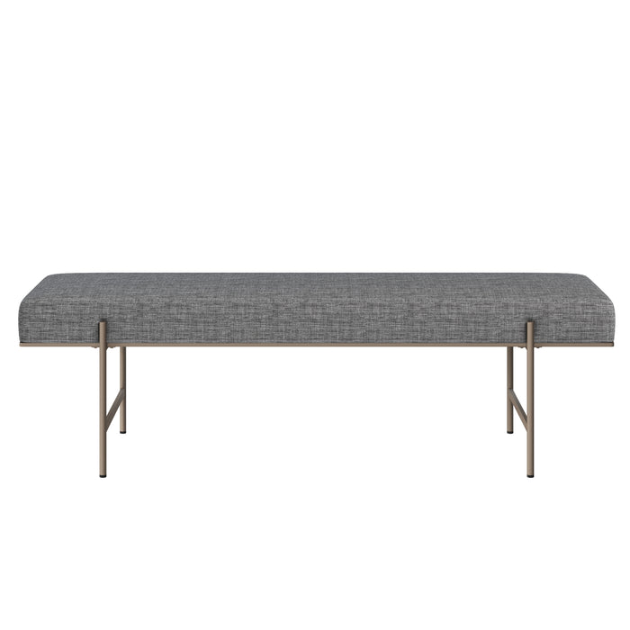 Sunpan Davian Polyester Fabric Antique Brass Base Bench